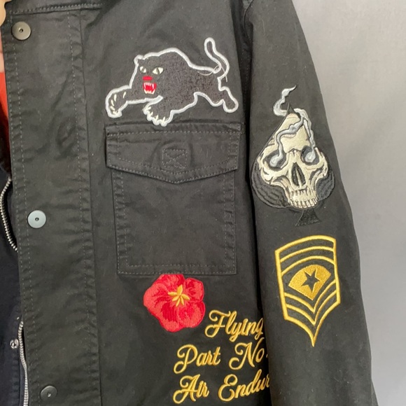 Reason black long jacket with decals - Picture 2 of 14